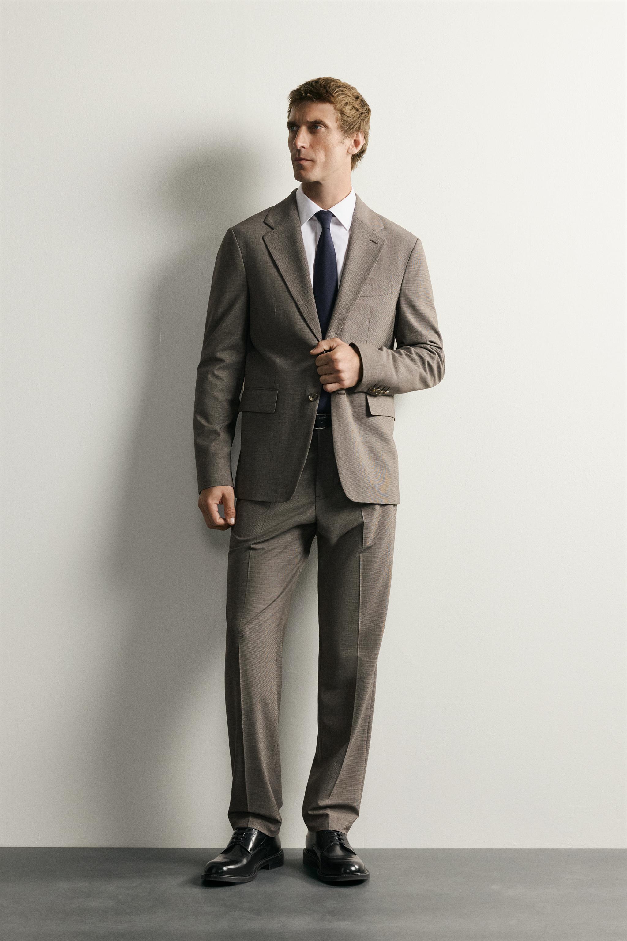 HOUNDSTOOTH REGULAR FIT SUIT TROUSERS